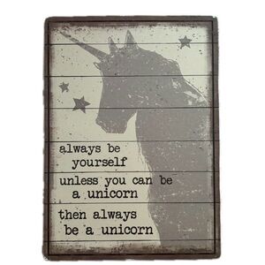 Designs by Kathy Unicorn Wood Sign Inspirational Farmhouse Wall Decor NWOT